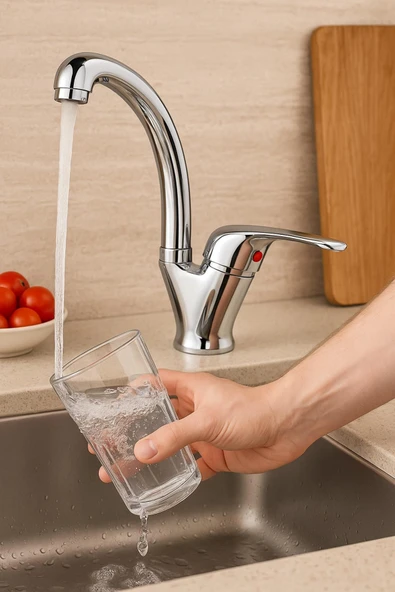 yunuskayatek Aç-kapa Mix Mutfak Eviye Musluk Lavabo Bataryası Sıcak-soğuk Çift Su Girişli Beyaz ürün görseli 1