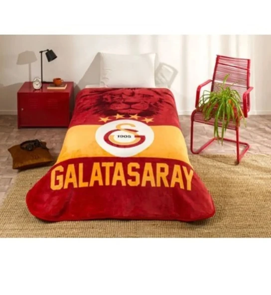 Taç Lisanslı Cimbom Klasik Aslan Tek Kişilik Battaniye ürün görseli 1