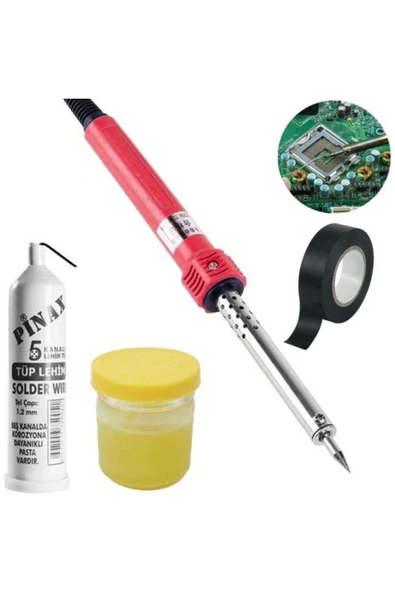 yunuskayatek 4 Lü Lehim Seti 40W Lehim Makinası Havya Kalemi Tel Pasta Elektrik Bandı ürün görseli 1