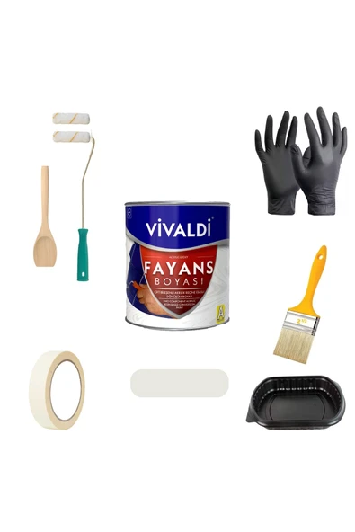 Vivaldi Tezgah,Mermer,Fayans Boyası Seti Vernik Ve Astar Gerektirmez Mutfak Ve Banyo Boyası 1Kg ürün görseli 1