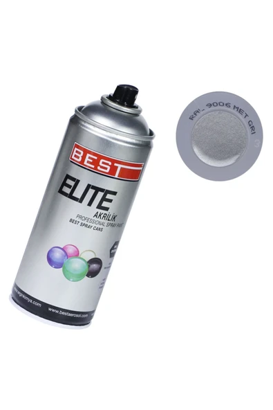 Best Elite Metal Gri 9006 Akrilik Hızlı Kuruyan Profesyonel Sprey Boya 400 Ml ürün görseli 1