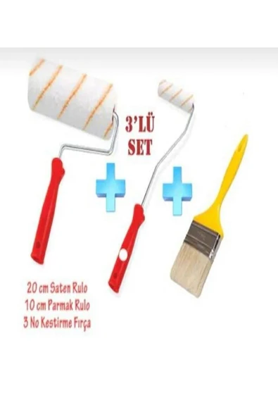 Alperyapı Boyacı Seti 3'Lü Set Saten Rulo + Parmak Rulo +Kestirme Fırça Set ürün görseli 1