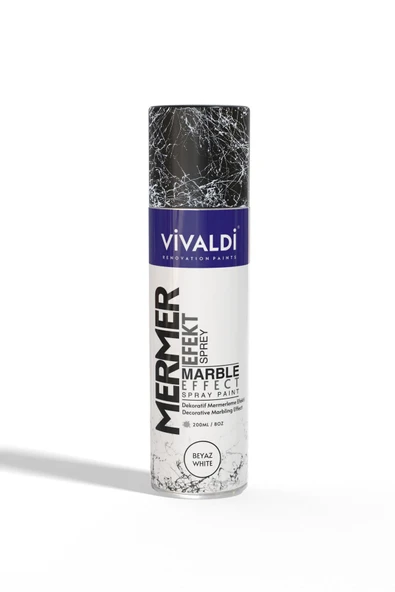 Vivaldi Mermer Efekt Sprey Boya 200ml Beyaz ürün görseli 1