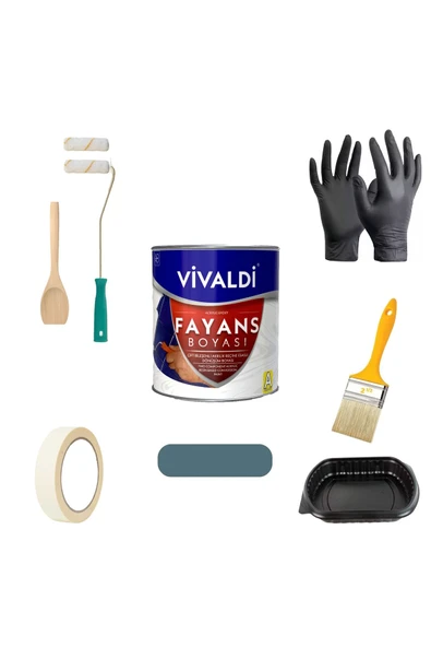 Vivaldi Tezgah,Mermer,Fayans Boyası Seti Vernik Ve Astar Gerektirmez Mutfak Ve Banyo Boyası 1Kg ürün görseli 1