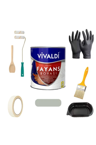 Vivaldi Tezgah,Mermer,Fayans Boyası Seti Vernik Ve Astar Gerektirmez Mutfak Ve Banyo Boyası 1Kg ürün görseli 1