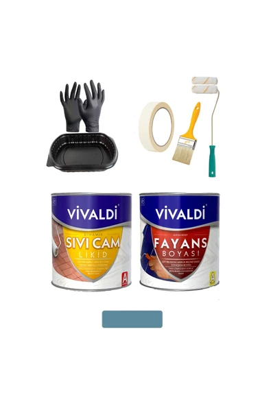 Vivaldi Fayans Boyası Seti Sıvı Cam Ve Uygulama Seti Tezgah,Mermer,Banyo,Mutfak Boyama Seti 1 Lt ürün görseli 1