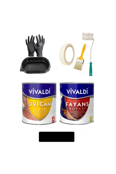 Vivaldi Fayans Boyası Seti Sıvı Cam Ve Uygulama Seti Tezgah,mermer,banyo,mutfak Boyama Seti Siyah 1 Lt Siyah ürün görseli 1