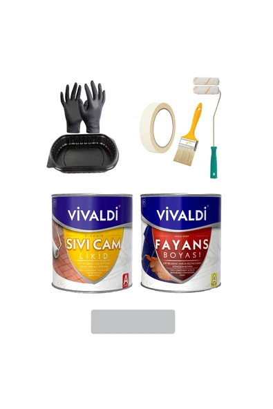 Vivaldi Fayans Boyası Sıvı Cam Ve Uygulama Seti Tezgah,mermer,banyo,mutfak Boyama Seti Yağmurbulutu 1 Lt YağmurBulutu ürün görseli 1