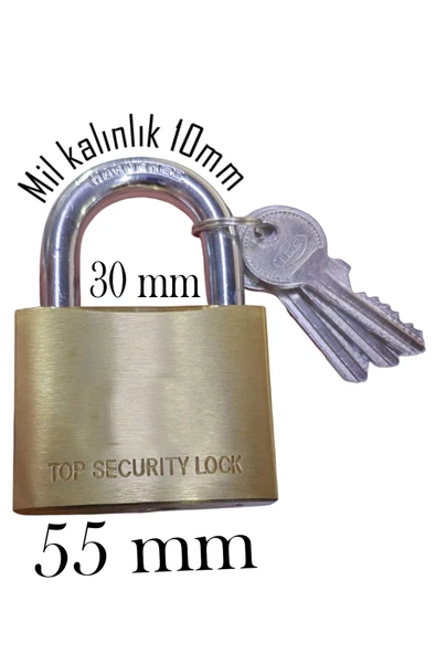 Yunuskayatek Paslanamaz Çelik Asma Kilit 60Mm %100 Pirinç 3 Anahtarlı ürün görseli 1