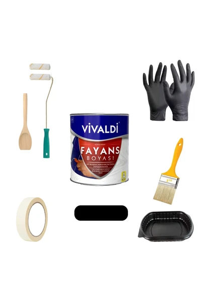 Vivaldi -tezgah,mermer,fayans Boyası Seti Vernik Ve Astar Gerektirmez Mutfak-banyo Boyası Siyah 1 Lt Siyah ürün görseli 1