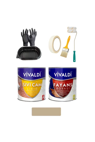 Vivaldi Fayans Boyası Seti Sıvı Cam Ve Uygulama Seti Tezgah,Mermer,Banyo,Mutfak Boyama Seti 1 Lt ürün görseli 1
