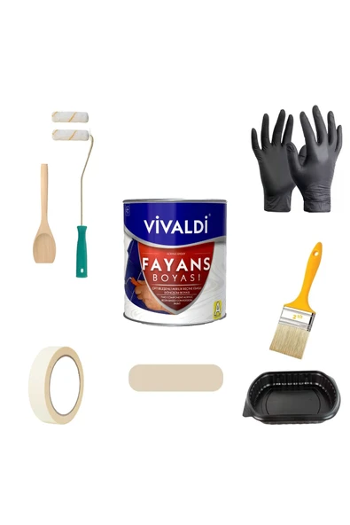 Vivaldi Tezgah,Mermer,Fayans Boyası Seti Vernik Ve Astar Gerektirmez Mutfak Ve Banyo Boyası 1Kg ürün görseli 1