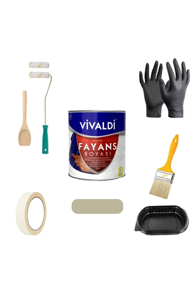Vivaldi Tezgah Mermer Fayans Boyası Seti Vernik Ve Astar Gerektirmez Mutfak Ve Banyo Boyası 1Kg ürün görseli 1