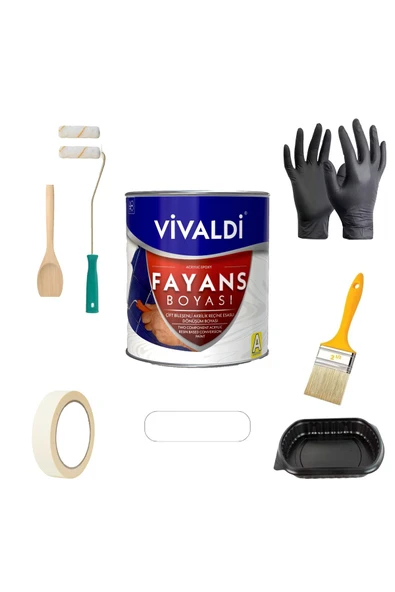 Vivaldi Vivaldi-Tezgah,Mermer,Fayans Boyası Seti Vernik Ve Astar Gerektirmez Mutfak Ve Banyo Boyası 1Kg Beyaz ürün görseli 1