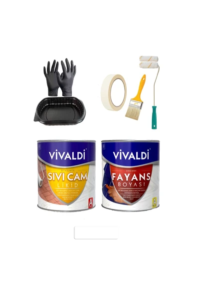 Vivaldi Fayans Boyası Seti Sıvı Cam Ve Uygulama Seti Mutfak,Mermer,Banyo,Tezgah Boyama Seti Beyaz ürün görseli 1