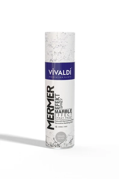 Vivaldi Mermer Efekt Sprey Boya 200ml Silver ürün görseli 1