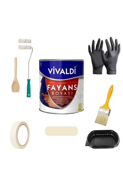 Vivaldi Vivaldi-Tezgah,Mermer,Fayans Boyası Seti Vernik Ve Astar Gerektirmez Mutfak Ve Banyo Boyası 1Kg BademEzmesi ürün görseli 1