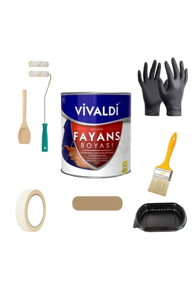 Vivaldi Tezgah,Mermer,Fayans Boyası Seti Vernik Ve Astar Gerektirmez Mutfak Ve Banyo Boyası 1Kg ürün görseli 1