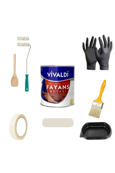 Vivaldi Tezgah,Mermer,Fayans Boyası Seti Vernik Ve Astar Gerektirmez Mutfak Ve Banyo Boyası 1Kg ürün görseli 1