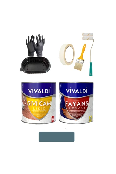 Vivaldi Fayans Boyası Seti Sıvı Cam Ve Uygulama Seti Tezgah,Mermer,Banyo,Mutfak Boyama Seti 1 Lt ürün görseli 1