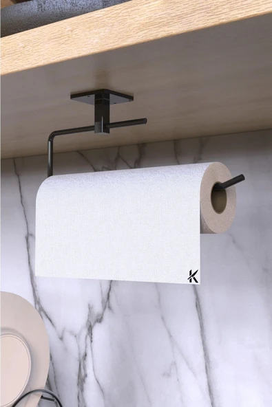 Jusso Kare Yapışkanlı Siyah Kağıt Rulo Havluluk, Peçetelik, Yapışkanlı Tasarım, Banyo Askısı ürün görseli 1