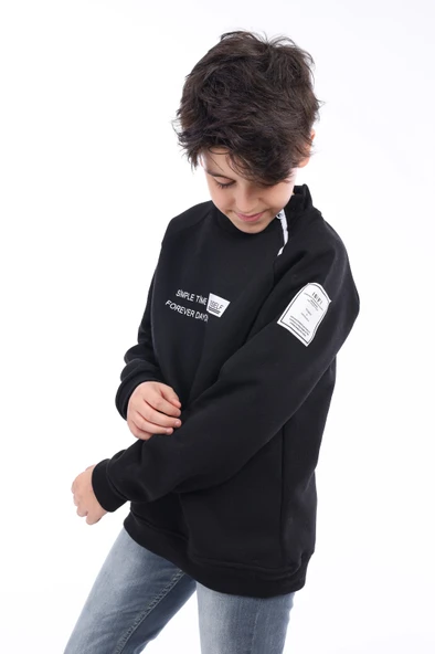 Toontoy Erkek Çocuk Simple Time Yourself Baskılı Sweatshirt ürün görseli 1