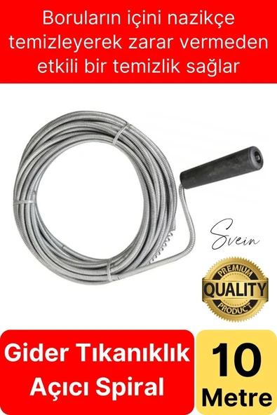 Premium 10 Metre Tıkanıklık Kanal Açma Klozet Gider Açıcı Boru Temizleme Spiral Tel Susta Manuel Uç ürün görseli 1