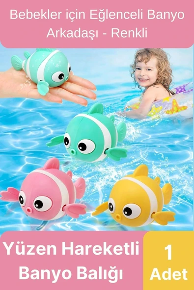 Özel Üretim Banyo Arkadaşı Eğlenceli Bebek Çocuk Renkli Oyuncak Kurmalı Yüzen Hareketli Banyo Balığı ürün görseli 1