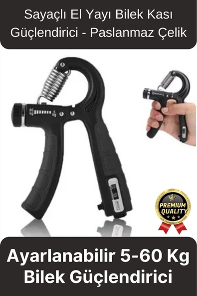 Premium Ayarlanabilir Taşınabilir Fitness Egzersiz Sayaçlı El Yayı 5-60 Kg Bilek Kası Güçlendirici ürün görseli 1