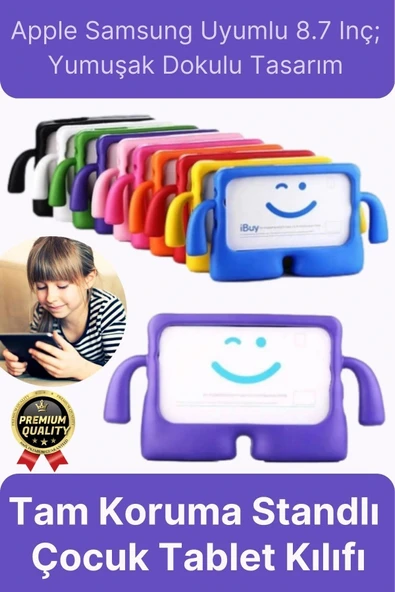 Kids Tutacaklı Apple Samsung Uyumlu 8.7 Inç Eğlenceli Karakterli Standlı Çocuk Tablet Kılıfı ürün görseli 1