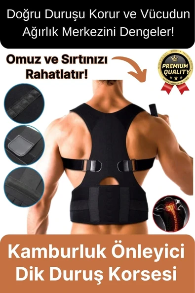 Profesyonel Ortopedik Omurga Sırt Bel Kas Güçlendirici Fıtık Kamburluk Önleyici Dik Duruş Korsesi ürün görseli 1
