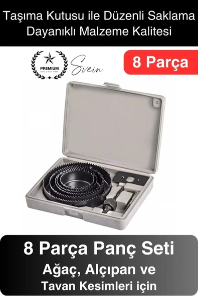 8 Parça Panç Seti Ağaç Kesme Testere Matkap Ucu Takımı Alçıpan Tavan Kartonpiyer Alyan Anahtar ürün görseli 1
