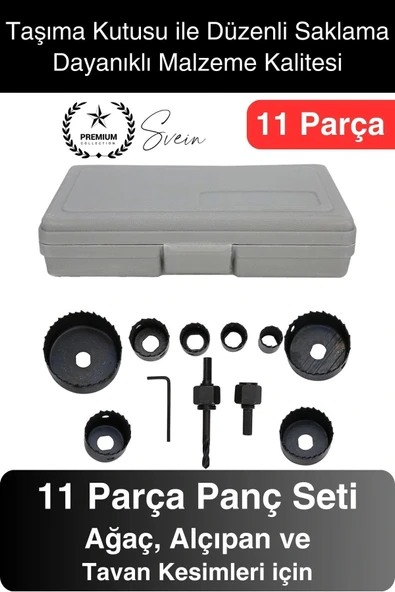 11 Parça Panç Seti Ağaç Kesme Testere Matkap Ucu Takımı Alçıpan Tavan Kartonpiyer Alyan Anahtar ürün görseli 1