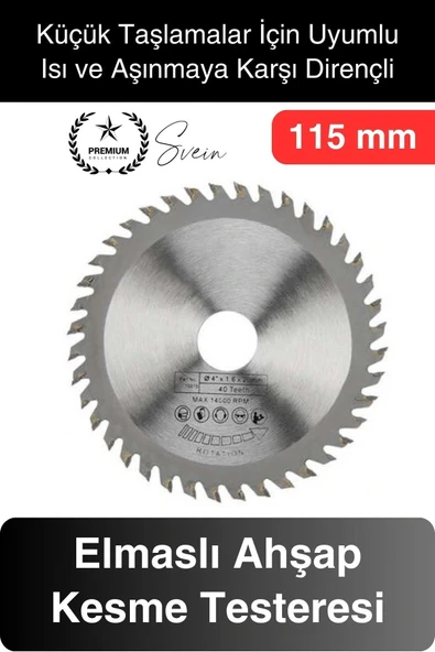 Premium 115 mm Ahşap Sunta Kesme Elmaslı Ağaç Tahta Daire Testeresi Küçük Taşlama Uyumlu Disk ürün görseli 1