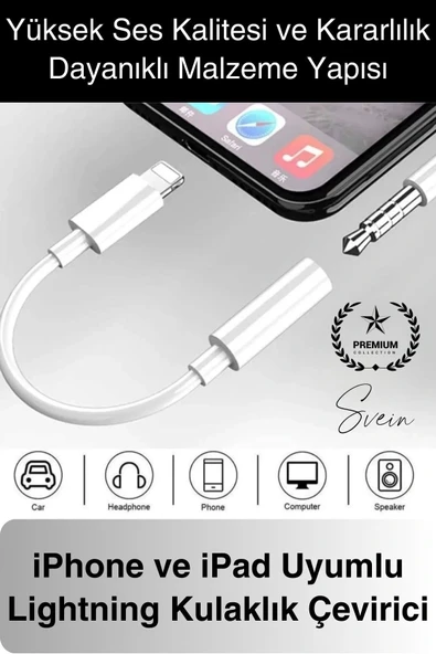 İphone 15-14-13-12-11-X-7-8 Lightning Uyumlu Kablolu Kulaklık Çevirici Tak Çalıştır Aux Dönüştürücü ürün görseli 1