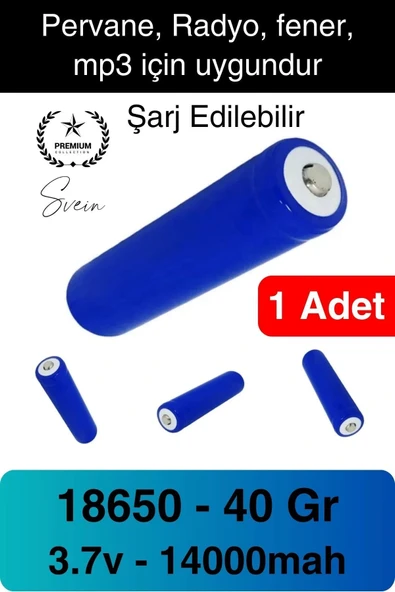 Şarj Edilebilir 40 Gr 18650 Pil El Pervanesi Vantilatör Pili 14000 Mah Radyo Fener MP3 Uzun Süre ürün görseli 1
