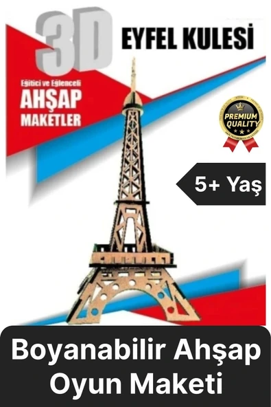 Premium Çocuk Eğitici Öğretici Zeka Geliştirici Boyanabilir 3 Boyutlu Demonte Ahşap Oyun Maketi ürün görseli 1