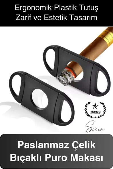 Deluxe Puro Kesme Makası Giyotini Cigaretta Paslanmaz Çift Bıçak Keskin Çelik Sağlam Çift Kesim ürün görseli 1