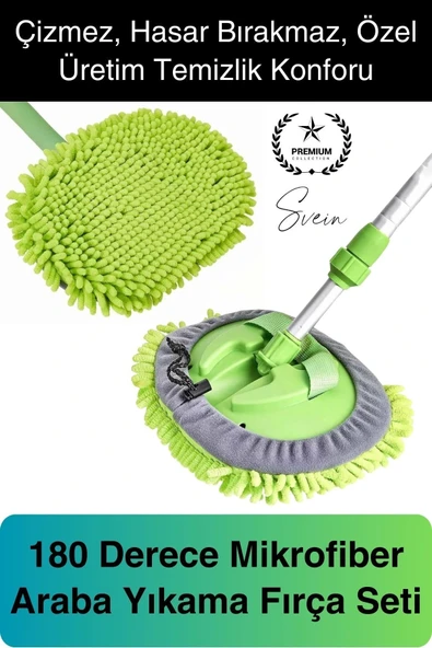 Premium Mikrofiber Araba Yıkama Fırçası Mop Paspas Temizleme Uzun Saplı Detaylı Çiziksiz Uzayabilen ürün görseli 1