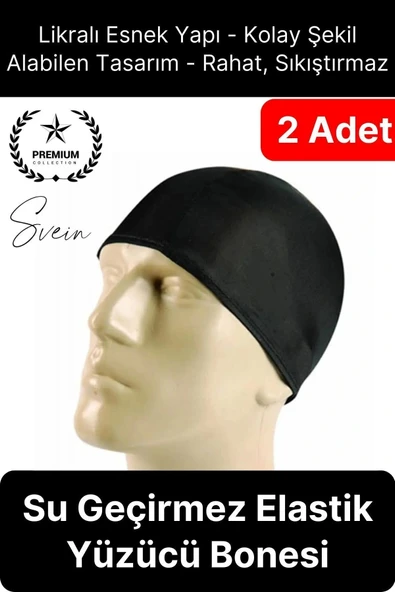 2'li Her Saça Uygun Su Geçirmez Bez Bone Likralı Yüzücü Deniz Havuz Elastik Unisex Kulak Korumalı ürün görseli 1