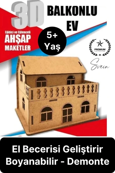 Özel Üretim 3 Boyutlu Minyatür Ham Ahşap Maket Boyanabilir Eğitici Öğretici Motor Beceri Hobi Oyun ürün görseli 1