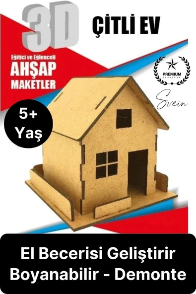 Özel Üretim 3 Boyutlu Minyatür Ham Ahşap Maket Boyanabilir Eğitici Öğretici Motor Beceri Hobi Oyun ürün görseli 1