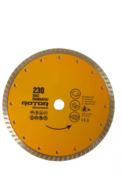 Elmas Disk 230x2.6x10x22.23 (Turbo Segmentli) - Seramik, Taş ve Mermer kesmek için ürün görseli 1