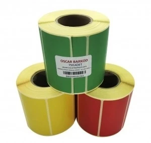 RENKLİ TERMAL BARKOD ETİKETİ 40X80 750 ADET ürün görseli 1