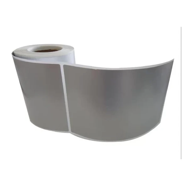 SİLVER MAT BARKOD ETİKETİ 100X100 TEKLİ 300 LÜK SARIM ürün görseli 1