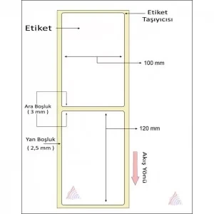 TERMAL BARKOD ETİKETİ 120X100 300´ LÜ - Resim 2