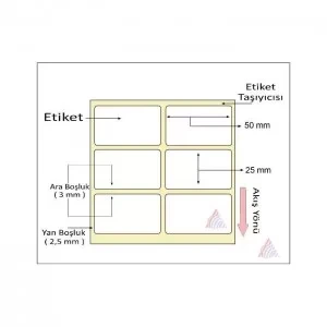 TERMAL BARKOD ETİKETİ 25X50 2Lİ 2000 LİK - Resim 2