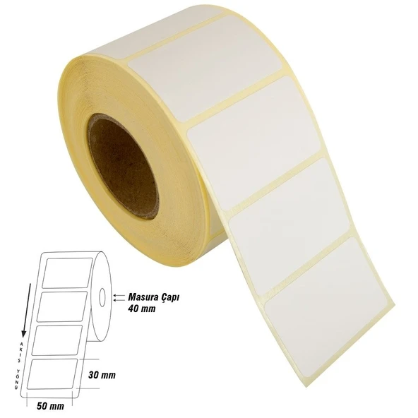 Çok Amaçlı Termal Etiket 30x50mm (1000 li) ürün görseli 1