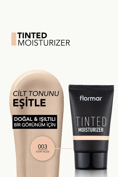 Flormar Tinted Moisturizer 003 Nude Eşit Tonlu & Işıltılı Görünüm Veren Renkli Nemlendirici 30 Ml ürün görseli 1