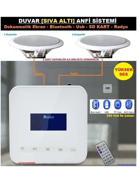 Dokunmatik Amfi Müzik Kontrol (SIVA ALTI-Bluetooth-Usb-Sd Kart-Radyo-Kumandalı) ürün görseli 1